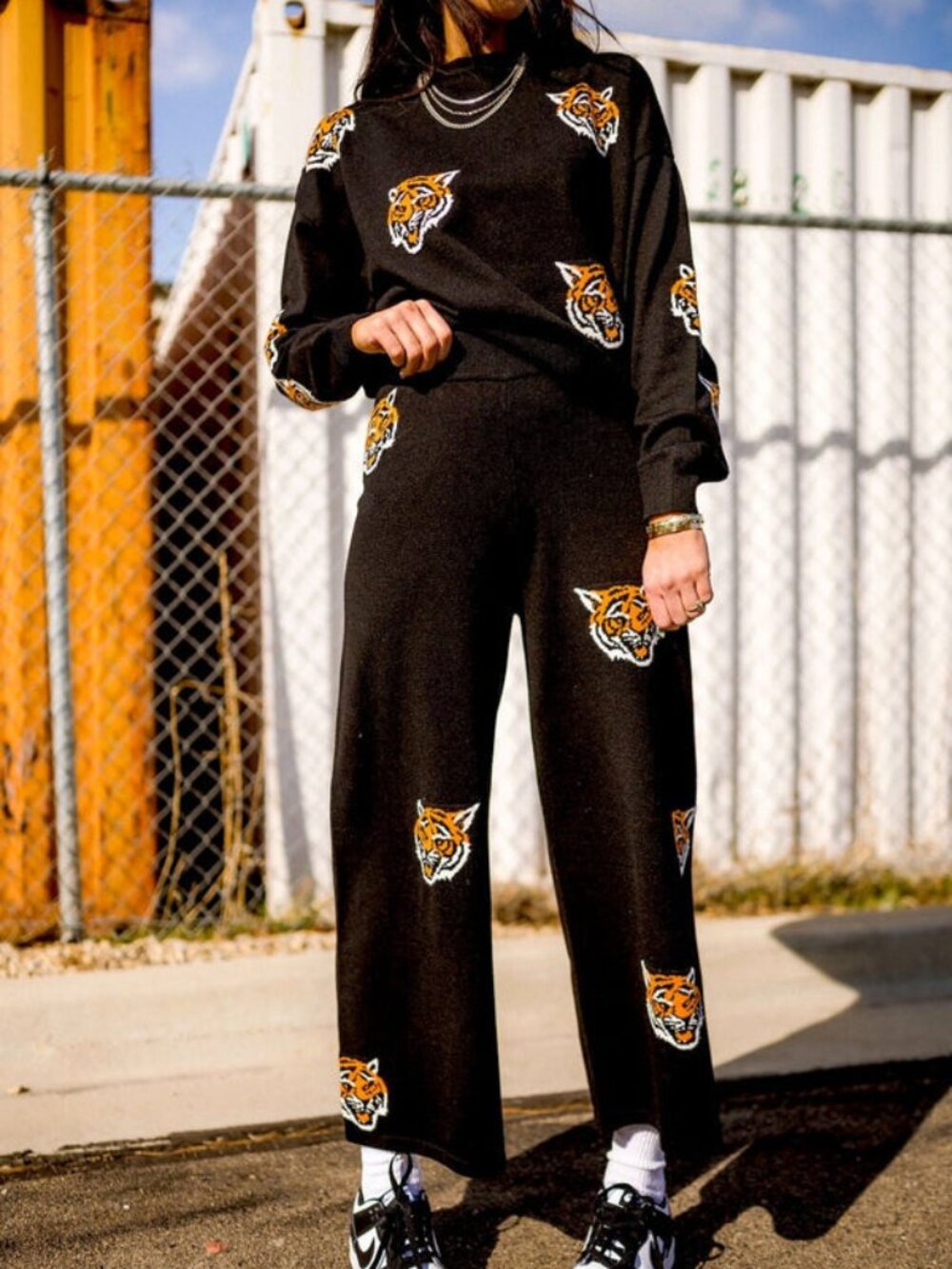 Dressed in Lala Fierce Female Tiger Knit Matching Set XL